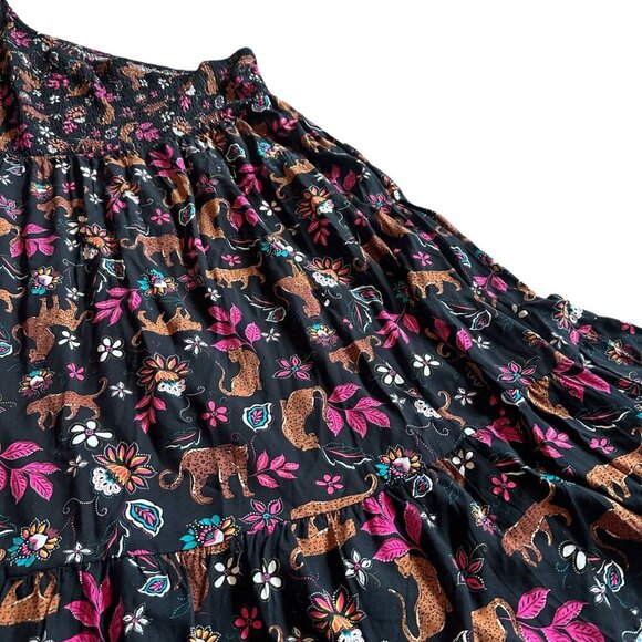 Torrid Midi Challis One-Shoulder Dress Leopard Floral Print Stretch Size 5X - Picture 9 of 11